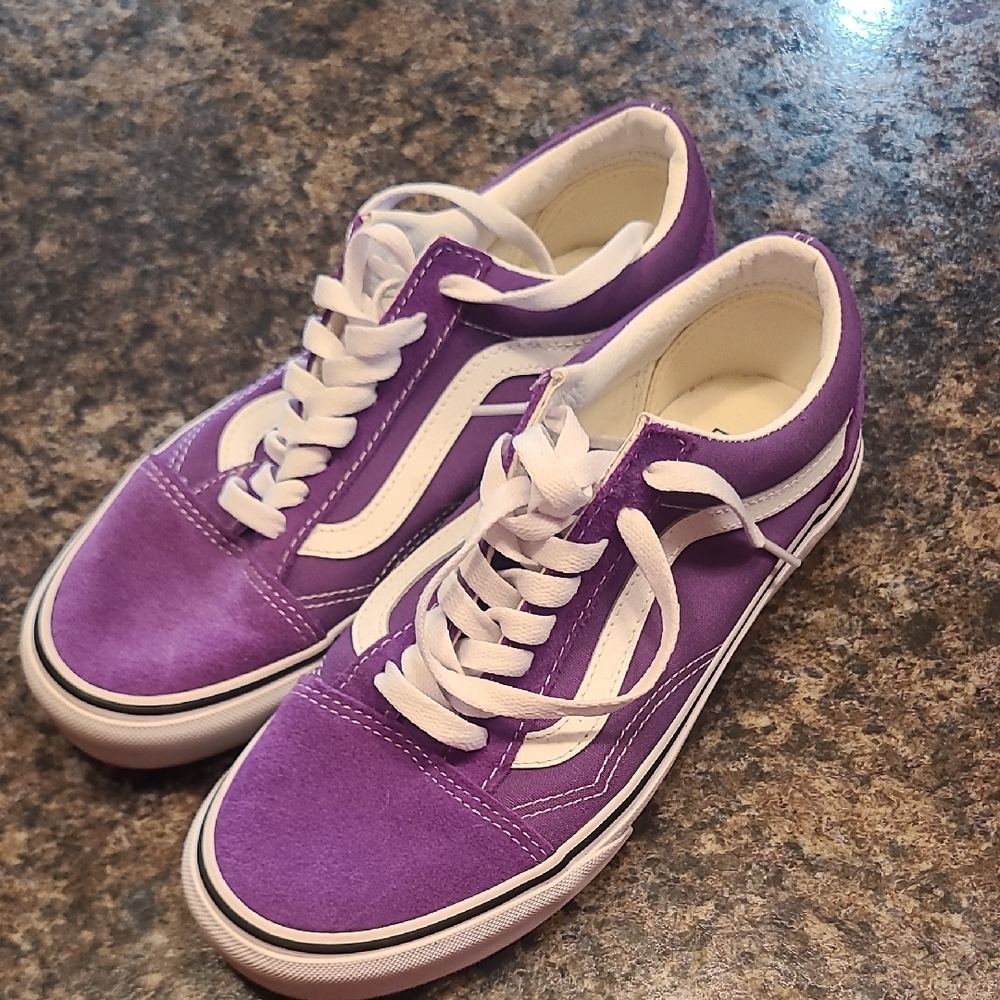 Vans Purple and White Women's Sneakers